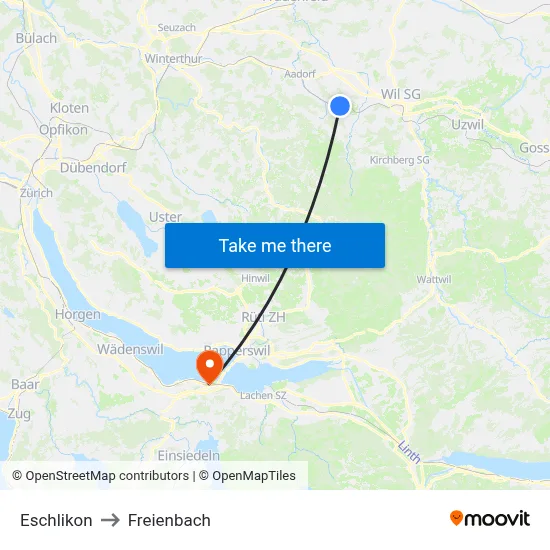 Eschlikon to Freienbach map
