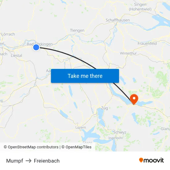 Mumpf to Freienbach map