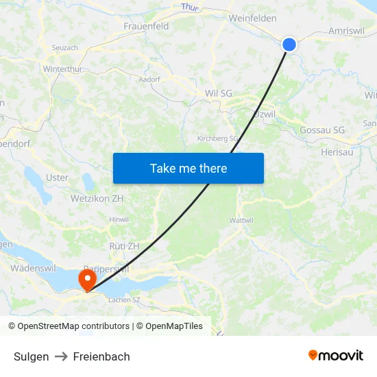 Sulgen to Freienbach map