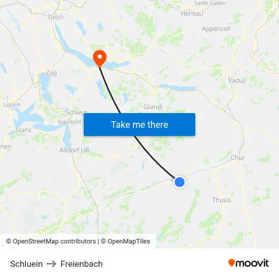 Schluein to Freienbach map
