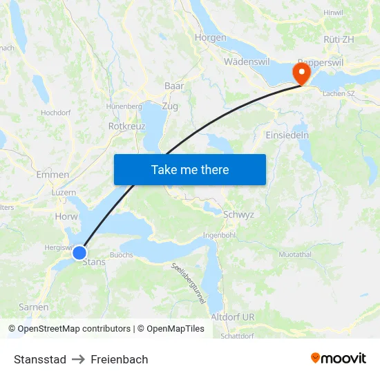 Stansstad to Freienbach map
