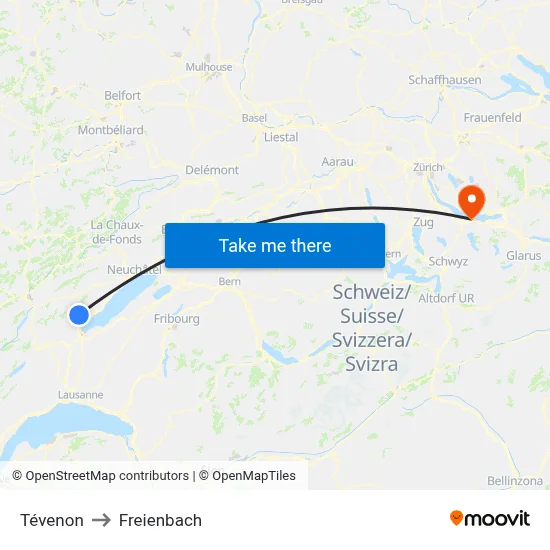 Tévenon to Freienbach map