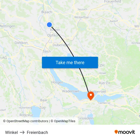 Winkel to Freienbach map
