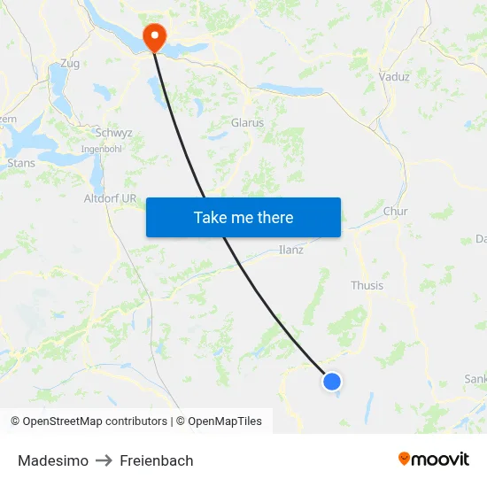 Madesimo to Freienbach map