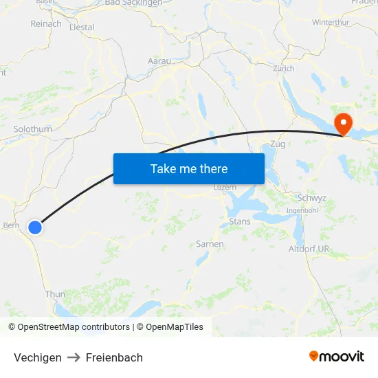 Vechigen to Freienbach map