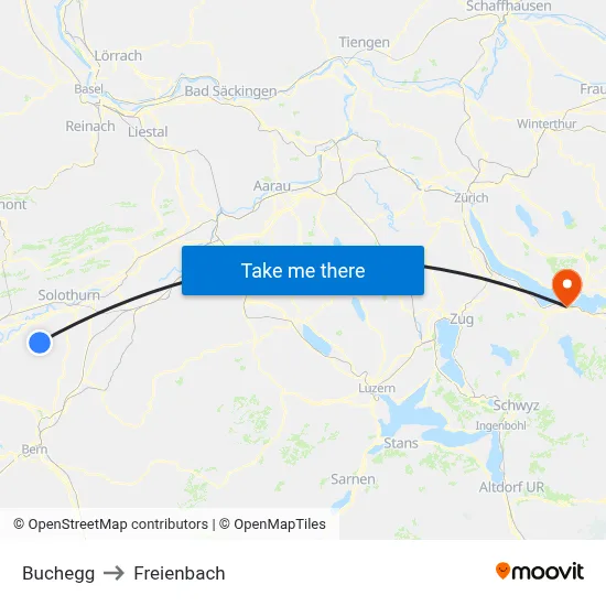 Buchegg to Freienbach map