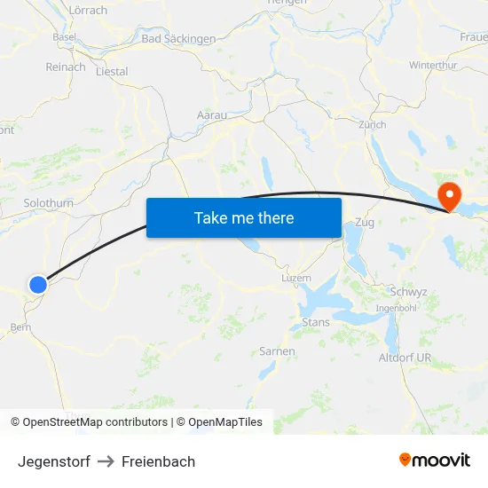 Jegenstorf to Freienbach map