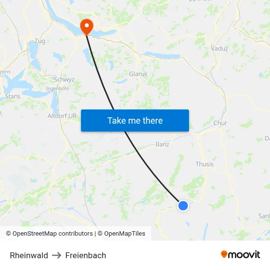 Rheinwald to Freienbach map