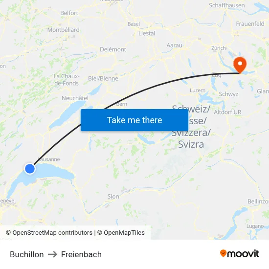 Buchillon to Freienbach map