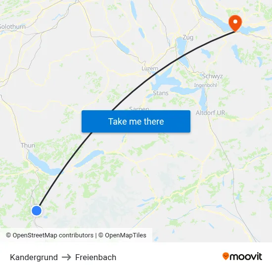 Kandergrund to Freienbach map