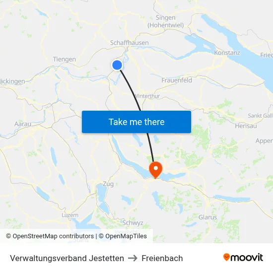 Verwaltungsverband Jestetten to Freienbach map