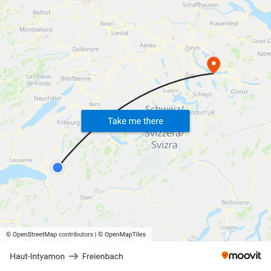 Haut-Intyamon to Freienbach map
