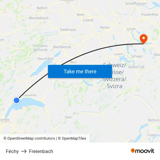 Féchy to Freienbach map