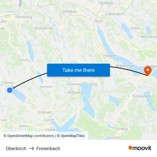 Oberkirch to Freienbach map
