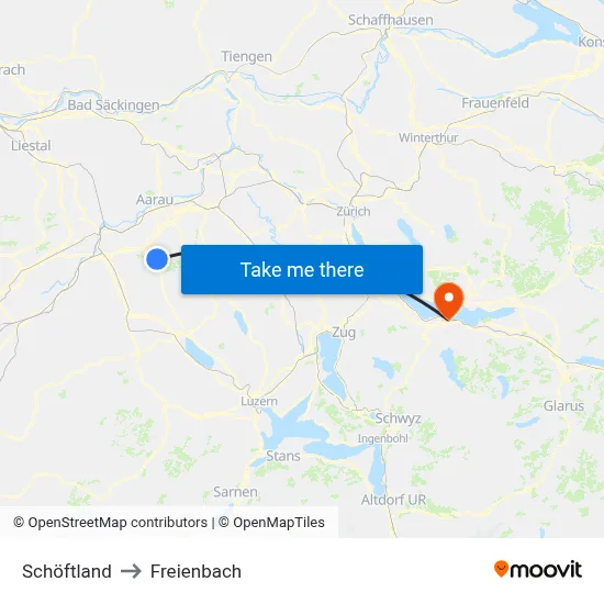 Schöftland to Freienbach map