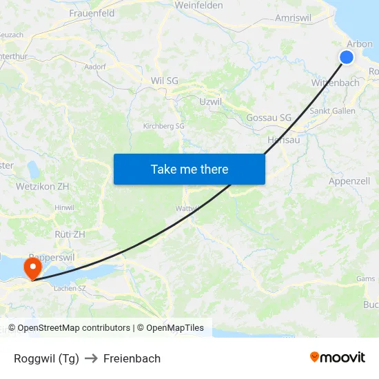 Roggwil (Tg) to Freienbach map