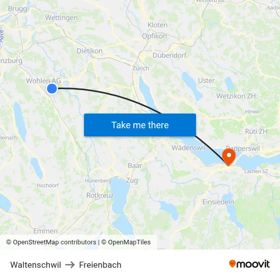 Waltenschwil to Freienbach map
