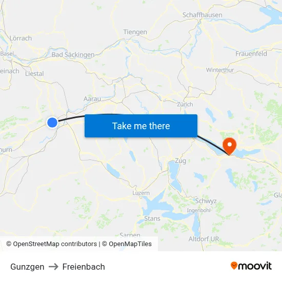 Gunzgen to Freienbach map