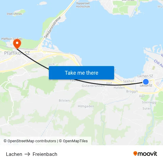 Lachen to Freienbach map