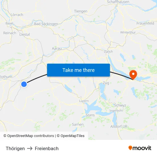 Thörigen to Freienbach map