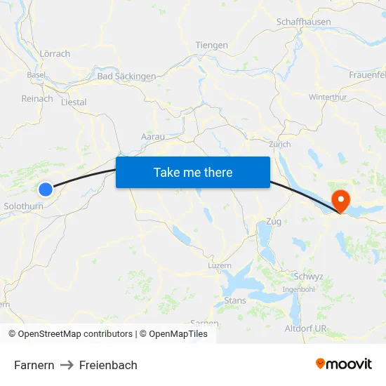 Farnern to Freienbach map