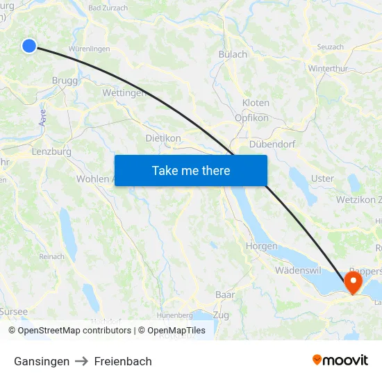 Gansingen to Freienbach map