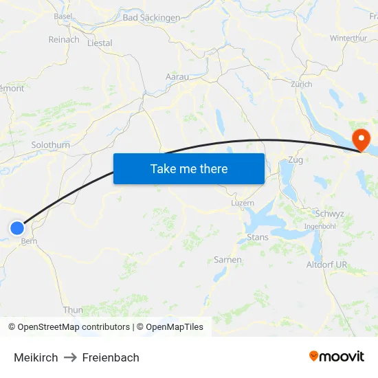 Meikirch to Freienbach map