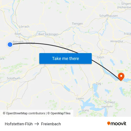 Hofstetten-Flüh to Freienbach map