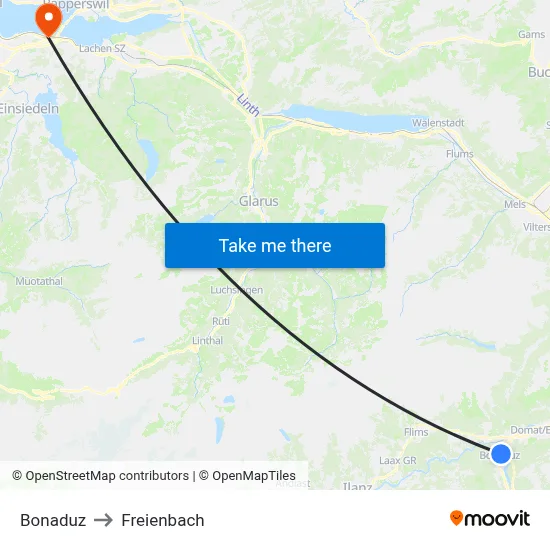 Bonaduz to Freienbach map