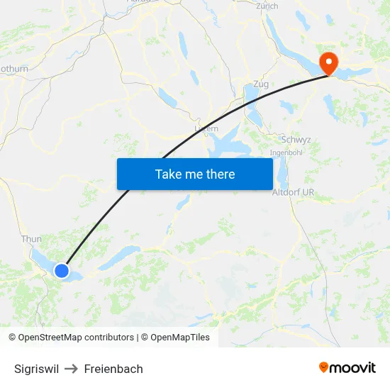 Sigriswil to Freienbach map