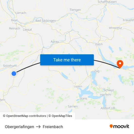 Obergerlafingen to Freienbach map