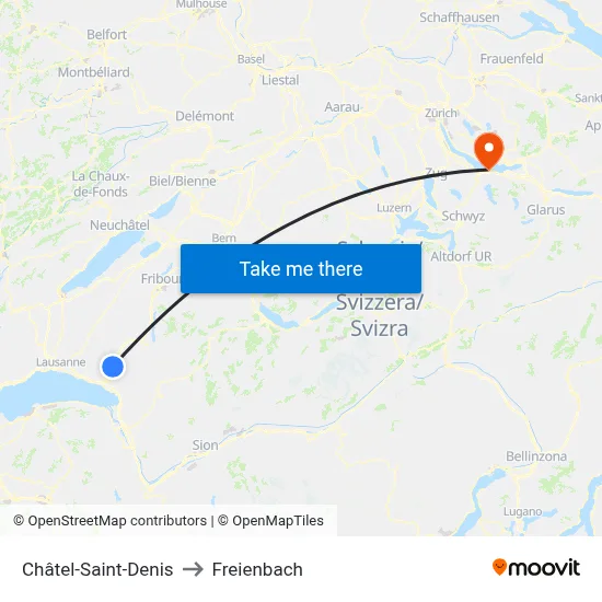Châtel-Saint-Denis to Freienbach map