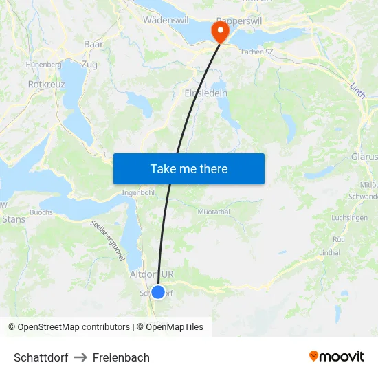 Schattdorf to Freienbach map