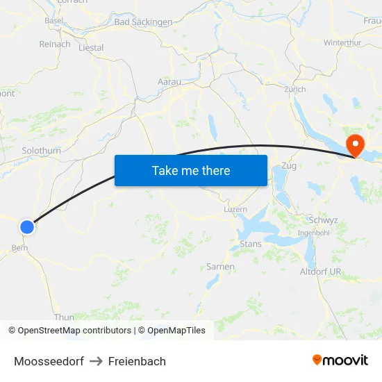 Moosseedorf to Freienbach map