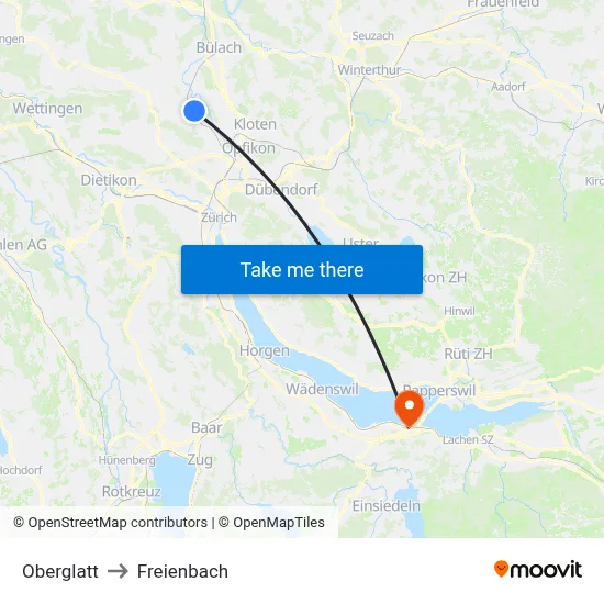 Oberglatt to Freienbach map