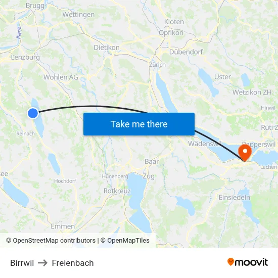 Birrwil to Freienbach map