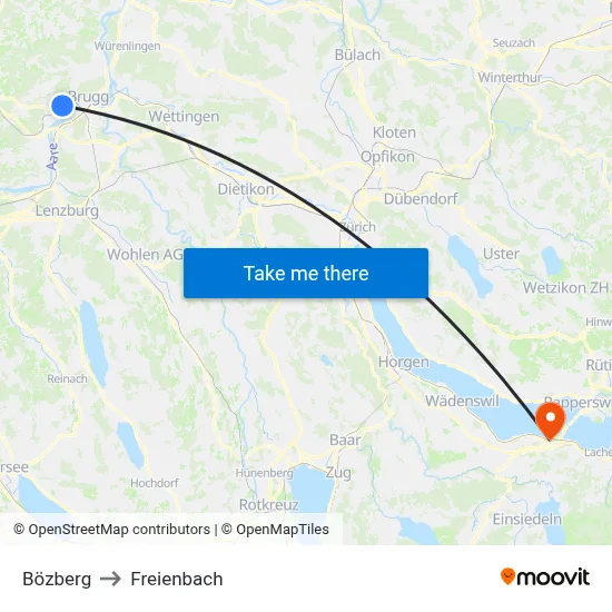 Bözberg to Freienbach map