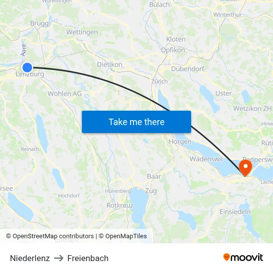 Niederlenz to Freienbach map