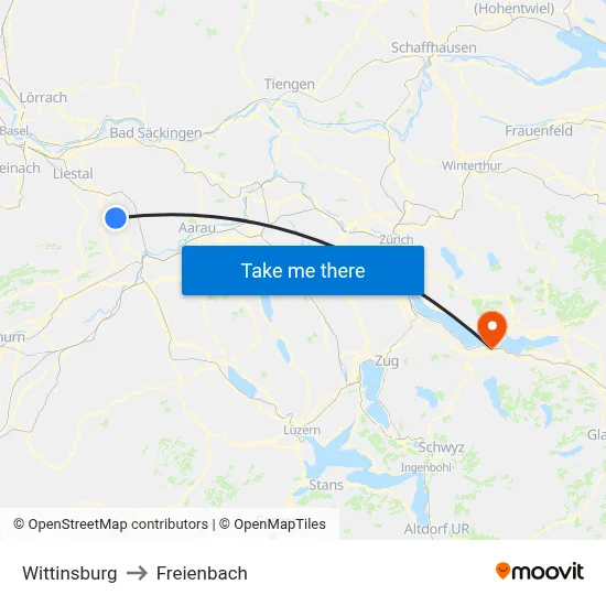Wittinsburg to Freienbach map