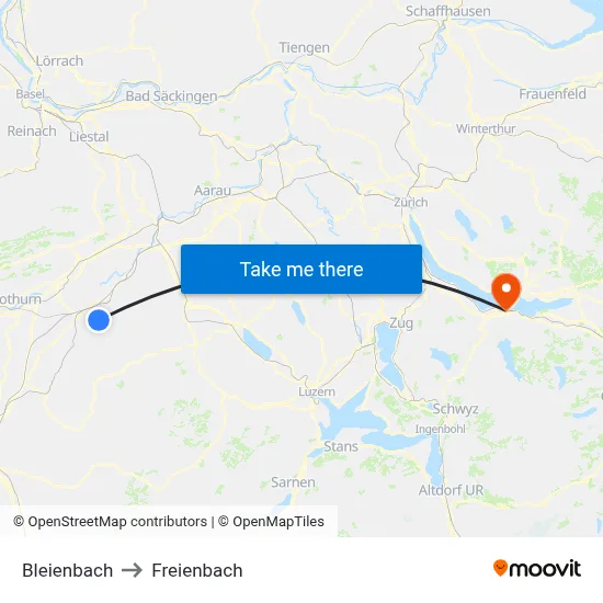 Bleienbach to Freienbach map