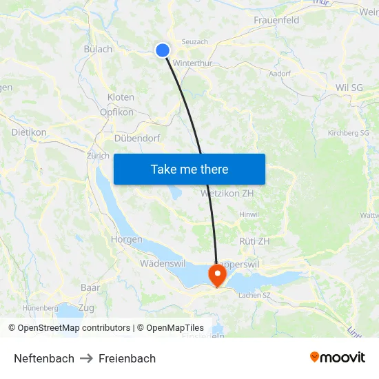 Neftenbach to Freienbach map