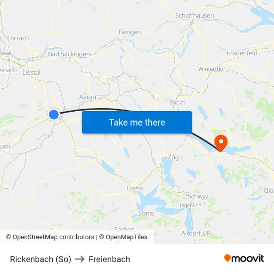Rickenbach (So) to Freienbach map