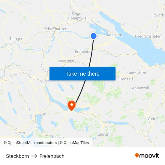 Steckborn to Freienbach map