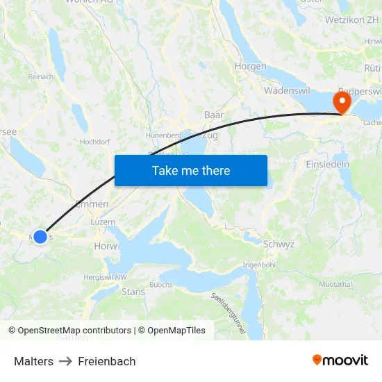 Malters to Freienbach map