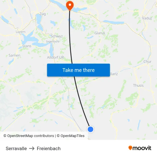Serravalle to Freienbach map