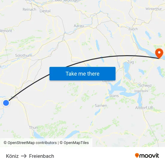 Köniz to Freienbach map