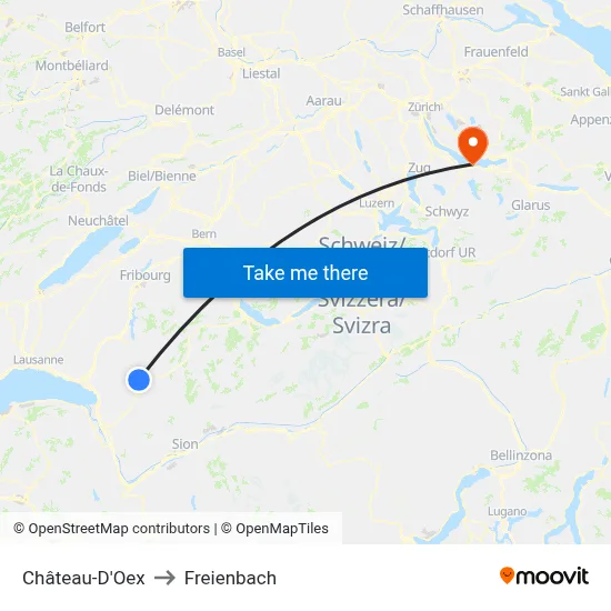 Château-D'Oex to Freienbach map