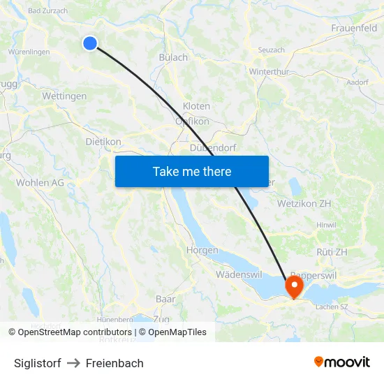 Siglistorf to Freienbach map