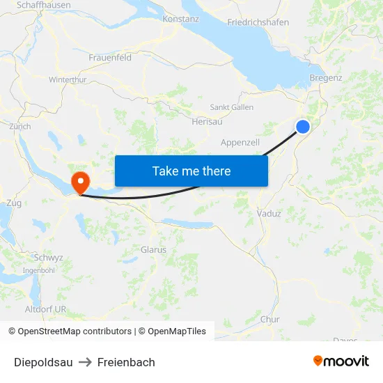 Diepoldsau to Freienbach map