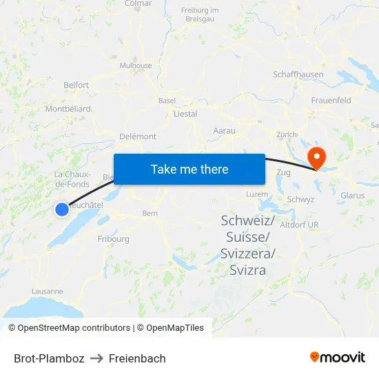Brot-Plamboz to Freienbach map